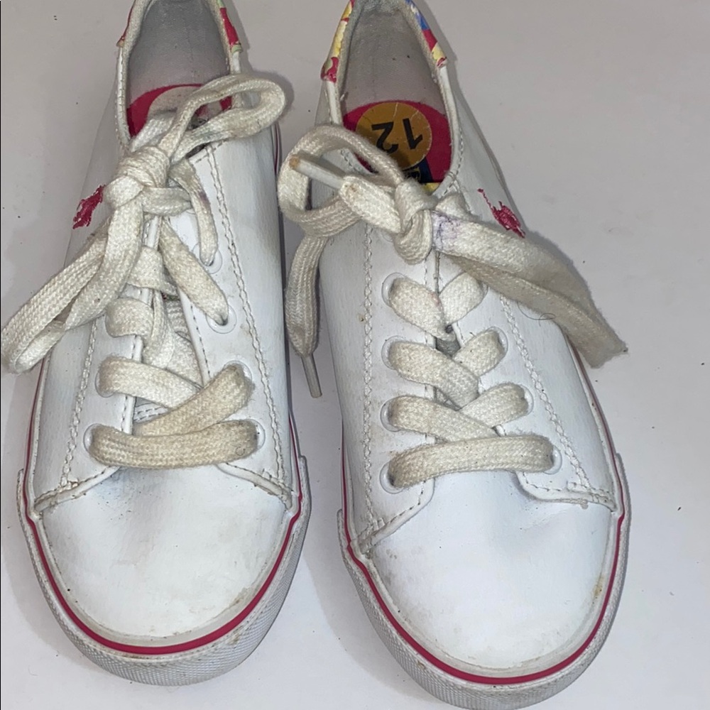 Polo by Ralph Lauren White and Pink Sneakers Lightweight Canvas